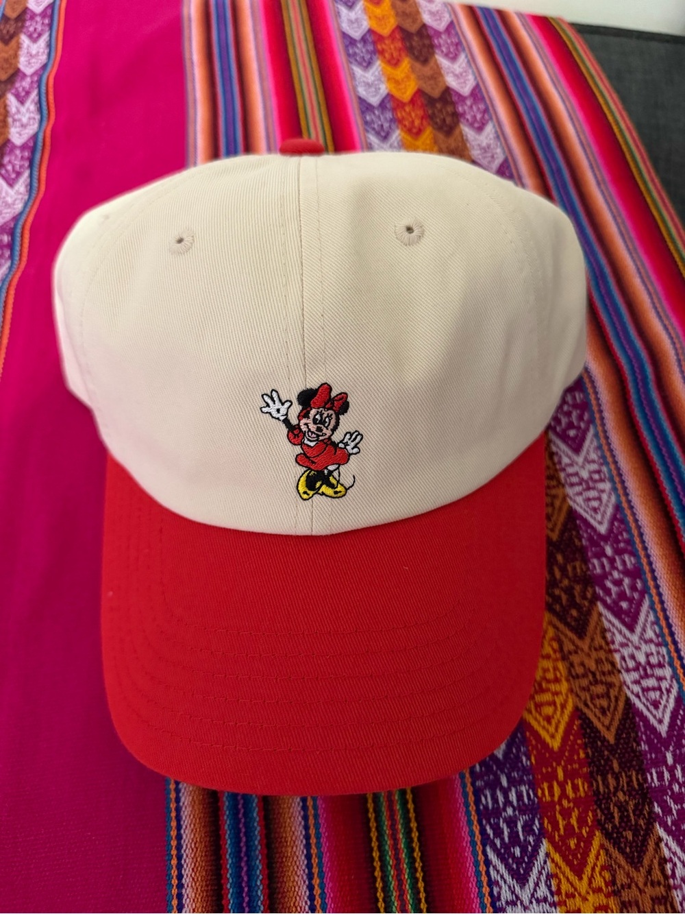 NEW- Cream and Red Baseball Cap with Embroidered Minnie Walt Disney World